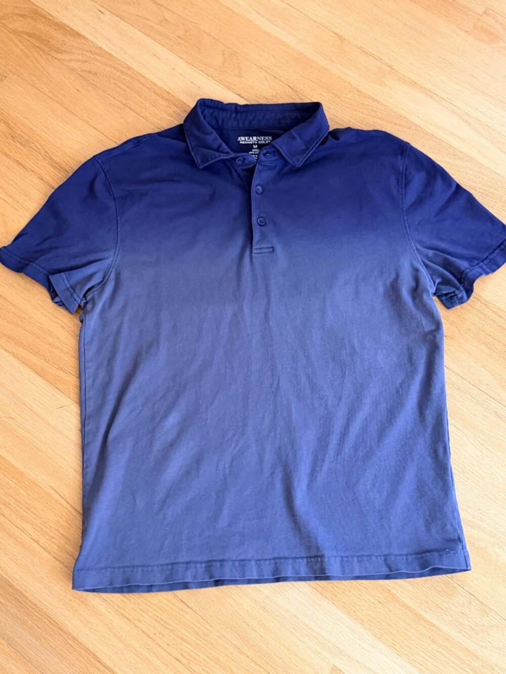 Awearness Kenneth Cole Men's Blue Gradient Ombre Polo Shirt - Size M